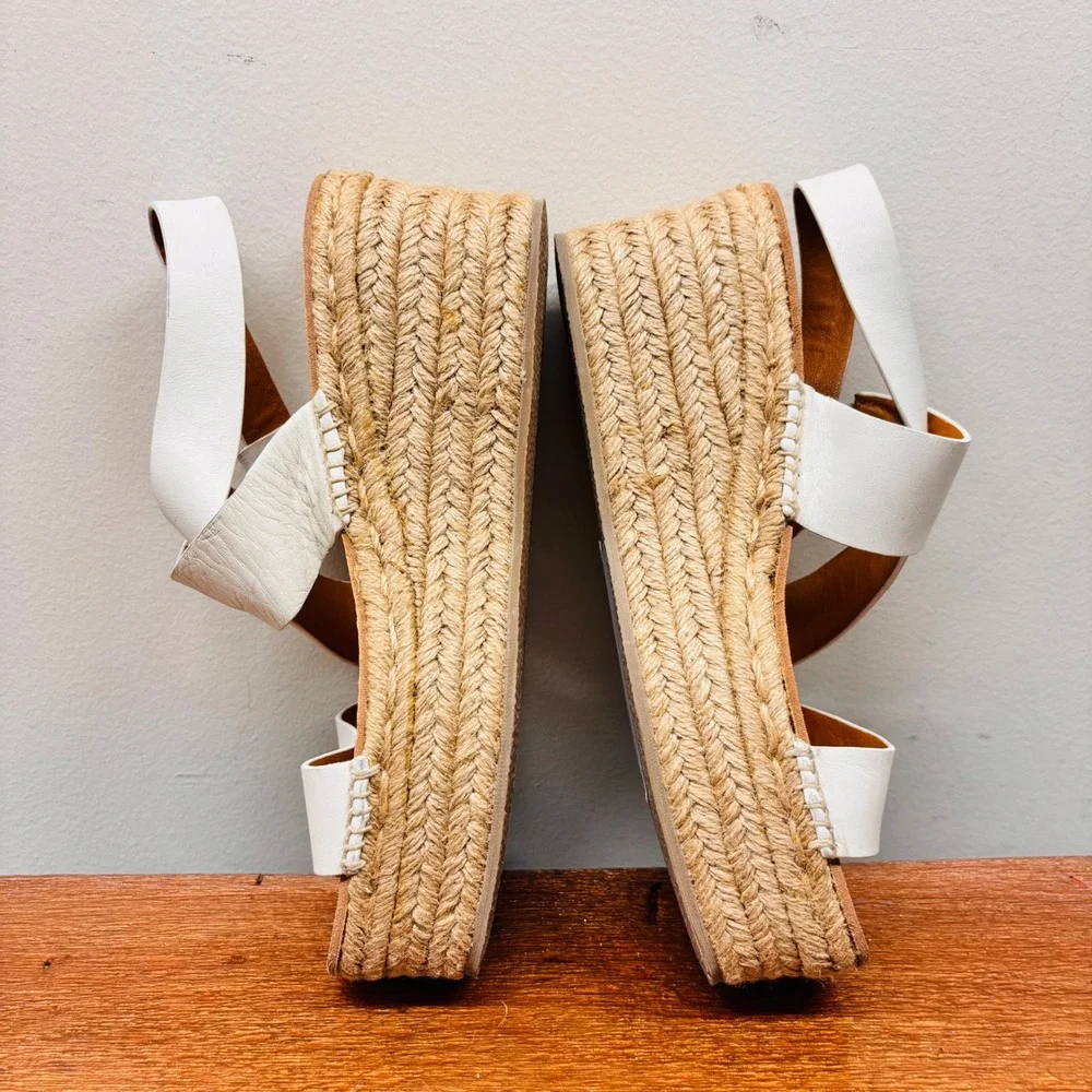 Rag & Bone August Platform Espadrille Sandals Antique White Leather 40 US 10